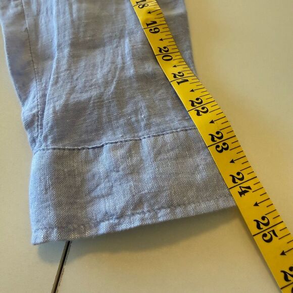 Sigrid Olsen Shirt Light Blue Linen High Low Button Up Size L Beachy, Casual - Picture 12 of 13
